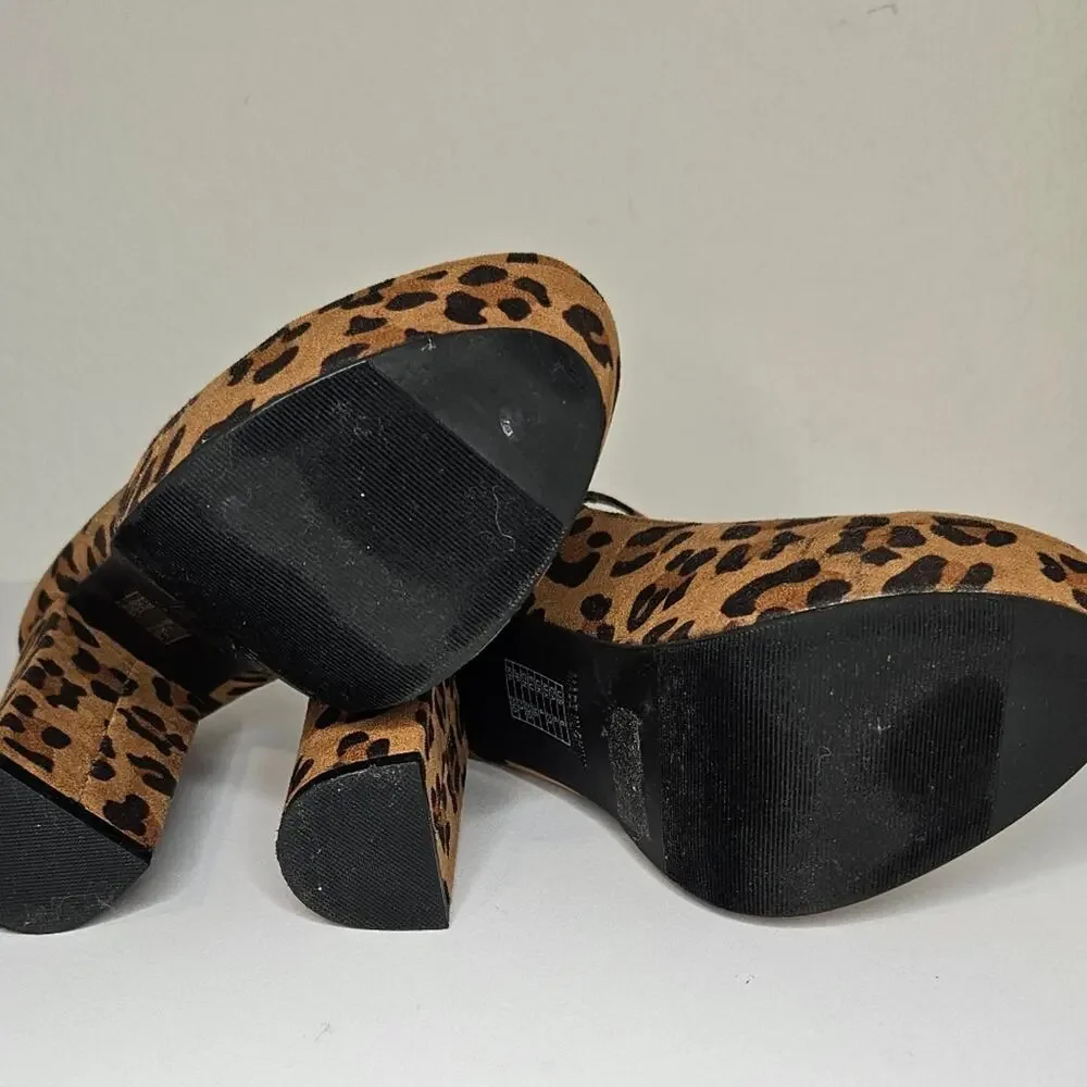 Forever 21 Leopard Print Chunky Mary Jane Heels Platform Womens Sz 7 Y2K Bratz